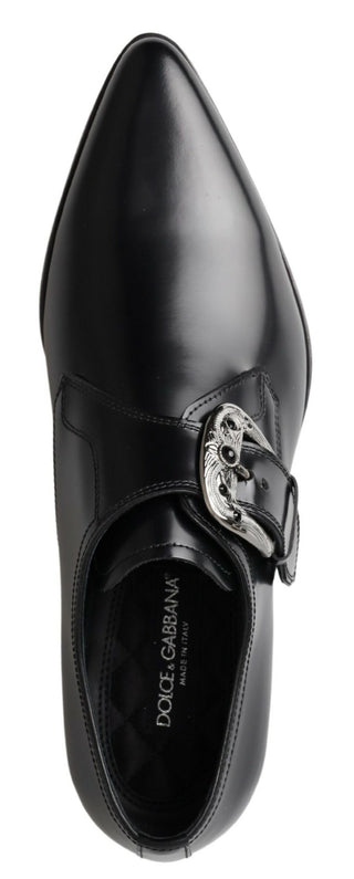 Elegant Black Leather Monk Strap Shoes