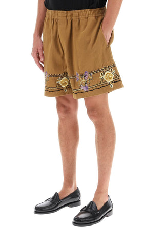 Autumn Royal Shorts With Floral Embroideries