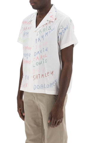 Familial Bowling Shirt With Lettering Embroideries