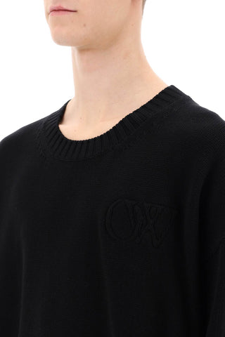 Sweater With Embossed Diagonal Motif