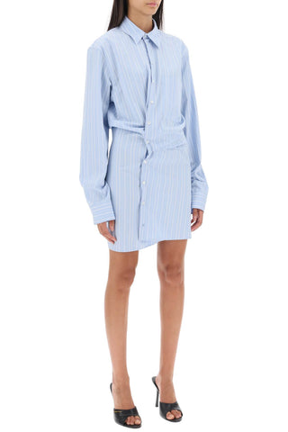 Striped-poplin Mini Shirt Dress