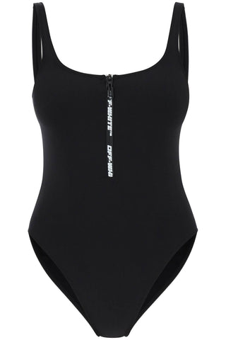 One-piece Swimsuit With Zip And Logo