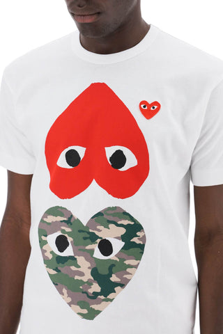 Round-neck T-shirt With Double Heart Print