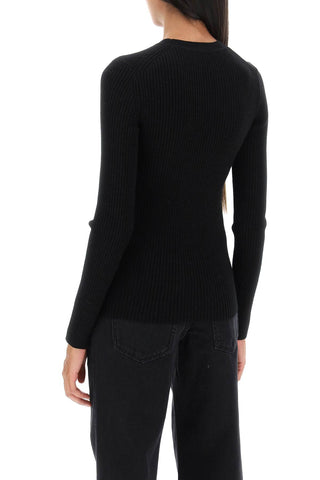 Zana' Cut-out Sweater In Ribbed Knit