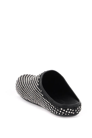 Leather Fussbett Clogs With Rhinestones