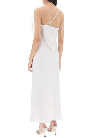 Ember' Maxi Dress In Satin With Feathers