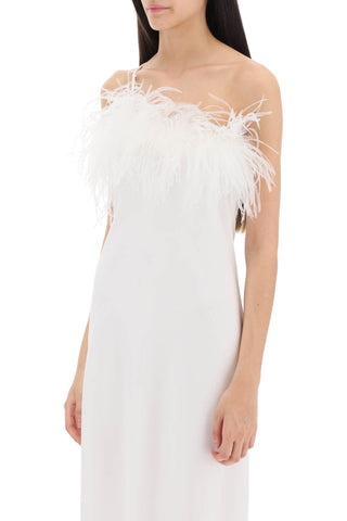 Ember' Maxi Dress In Satin With Feathers