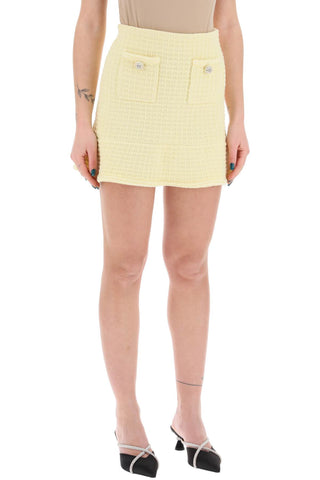 Knitted Mini Skirt With Jewel Buttons