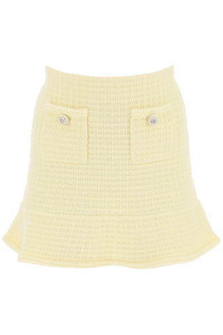 Knitted Mini Skirt With Jewel Buttons