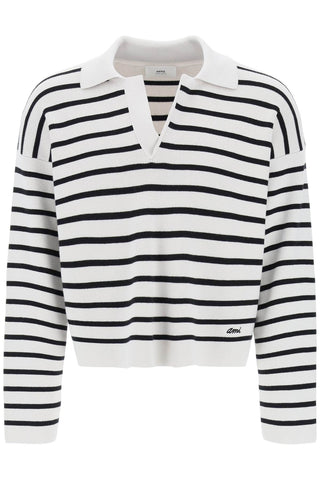 Striped V-neck Magic Pullover Sweater.