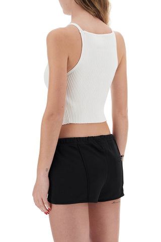 Ribbed Knit Tank Top With Pointed Hem