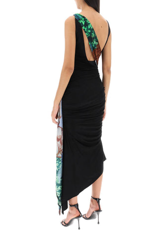Dress In Draped Jersey With Contrasting Sash