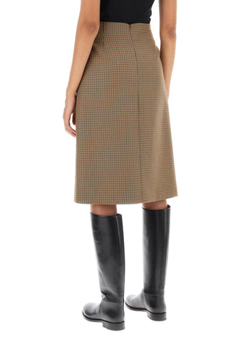 Houndstooth A-line Skirt With Emblem Buckle