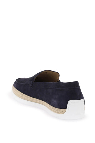 Suede Slip-on With Rafia Insert