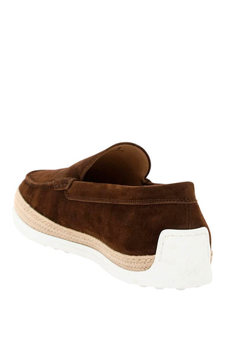 Suede Slip-on With Rafia Insert