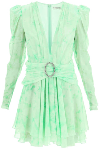 Alessandra Rich Earrings Green / 40 silk mini dress