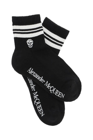 Alexander Mcqueen Earrings Black / l stripe skull sports socks