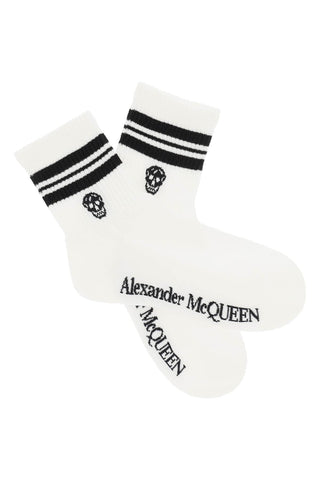 Alexander Mcqueen Earrings White / l stripe skull sports socks