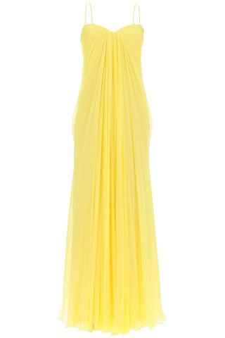 Alexander Mcqueen Earrings Yellow / 40 silk chiffon bustier gown