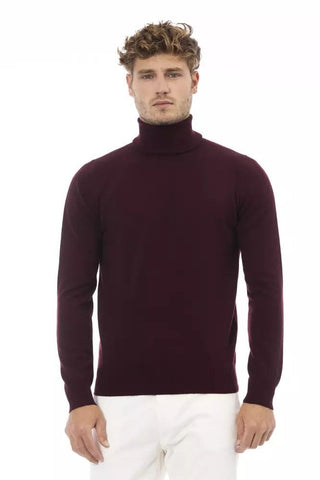 Alpha Studio Clothing Burgundy / IT52 | XL Elegant Burgundy Turtleneck Sweater for Men