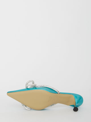 Iridescent Green Leather Sandals