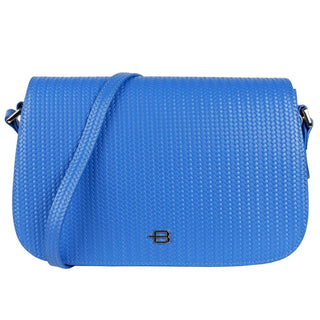 Baldinini Trend Bags Light Blue Woven Motif Calfskin Shoulder Bag