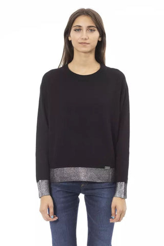 Baldinini Trend Clothing Black / M Chic Monogram Crew Neck Cashmere-Blend Sweater