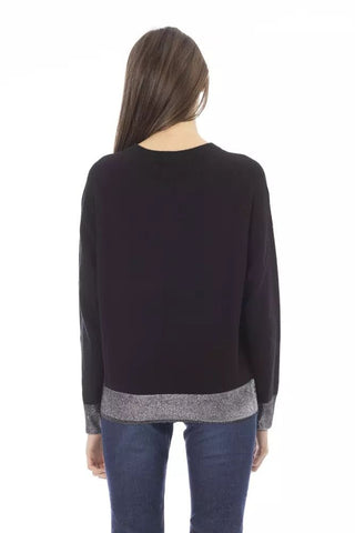 Baldinini Trend Clothing Black / M Chic Monogram Crew Neck Cashmere-Blend Sweater