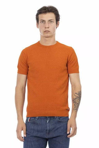 Baldinini Trend Clothing Orange / L Chic Orange Short Sleeve Cotton Sweater