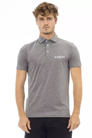 Baldinini Trend Clothing Refined Gray Cotton Polo with Embroidered Logo