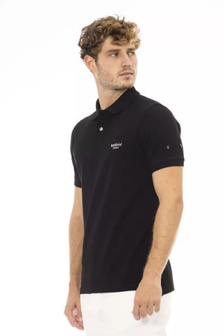 Baldinini Trend Clothing Sleek Black Cotton Polo with Elegant Embroidery