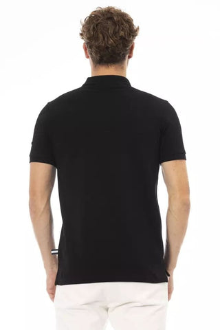 Baldinini Trend Clothing Sleek Black Cotton Polo with Elegant Embroidery