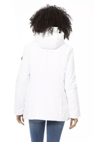 Baldinini Trend Clothing White / XXL Sleek White Down Jacket with Adjustable Hood