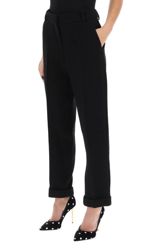 Balmain Earrings cuffed wool crepe trousers