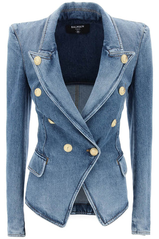 Balmain Tie Clips denim jacket with eight buttons