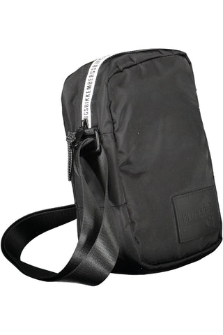 Sleek Black Nylon Shoulder Bag With Logo Detail