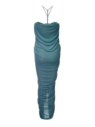 Bottega Veneta Clothing Elegant Asymmetric Green Viscose Dress