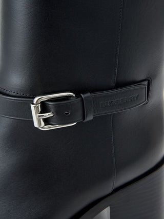 Burberry Boots Elegant Leather Ankle Boots with Chic Buckle Detail