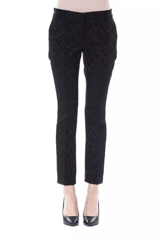 Byblos Clothing Black / W40 Elegant Slim Fit Patterned Pants