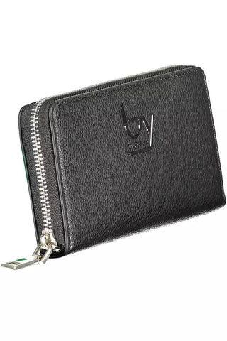 Elegant Black Polyethylene Wallet With Zip Closure