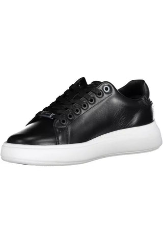 Sleek Black Contrasting Lace-up Sneakers