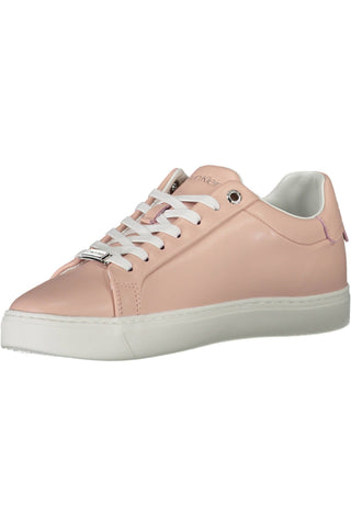 Chic Pink Lace-up Sneakers With Logo Accents