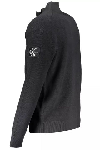 Sleek Black Zip Cardigan With Logo Detail