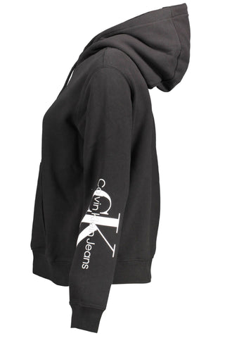 Sleek Black Cotton Hoodie With Bold Print