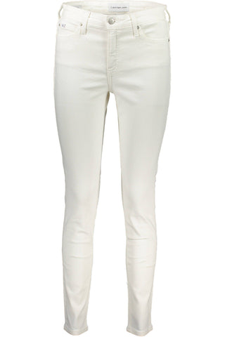 Chic White Skinny Jeans With Logo Detail