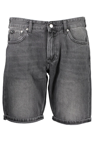 Sleek Black Cotton Denim Shorts