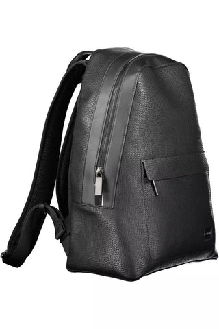 Sleek Black Urban Backpack With Logo Detail