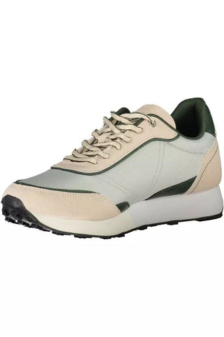 Beige Eco Leather Sneakers With Contrasting Details