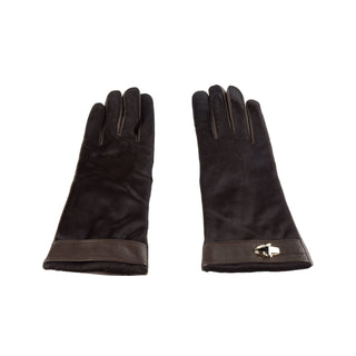 Cavalli Class Accessories Brown / 7|S Elegant Dark Brown Ladies Gloves