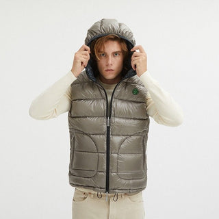 Centogrammi Clothing Reversible Goose Down Hooded Vest in Gray